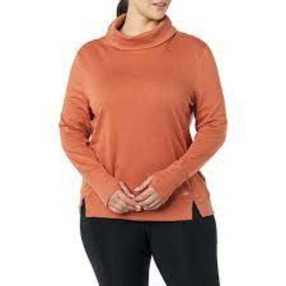 NWT AMAZON ESSENTIALS Studio Terry Long-Sleeve Funnel Neck Sweatshirt Caramel/L - Picture 2 of 12